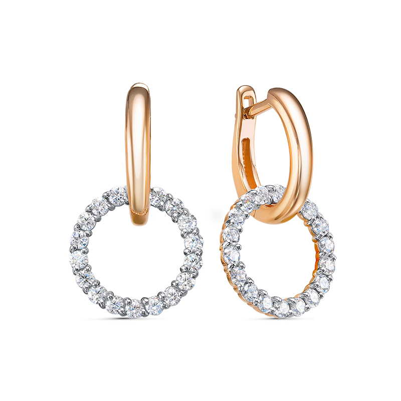 Серьги из красного золота с фианитами Ювелирное изделие - Серьги из красного золота с фианитами в магазине Best-Gold 133065