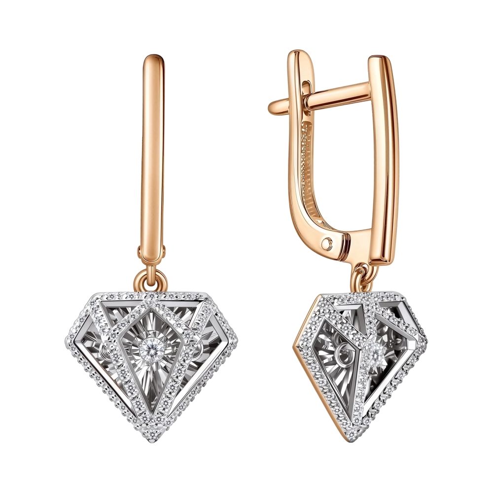 Серьги из красного золота с бриллиантами Ювелирное изделие - Серьги из красного золота с бриллиантами в магазине Best-Gold 156224