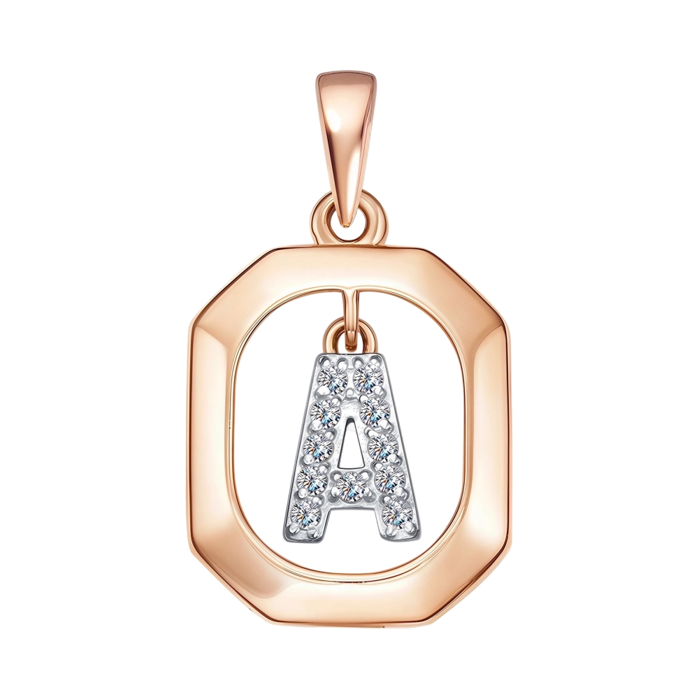 Ювелирное изделие - Подвеска из красного золота с фианитами в магазине Best-Gold 145326