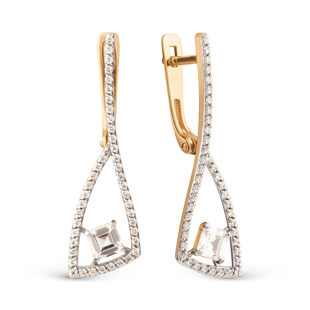 Ювелирное изделие - Серьги из красного золота с фианитами в магазине Best-Gold 151582