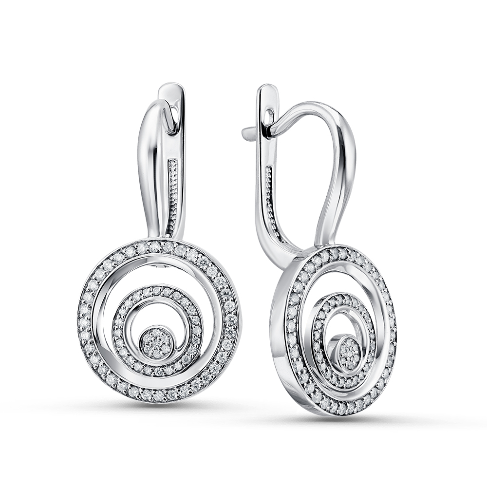 Ювелирное изделие - Серьги в белом золоте с бриллиантами в магазине Best-Gold 131788