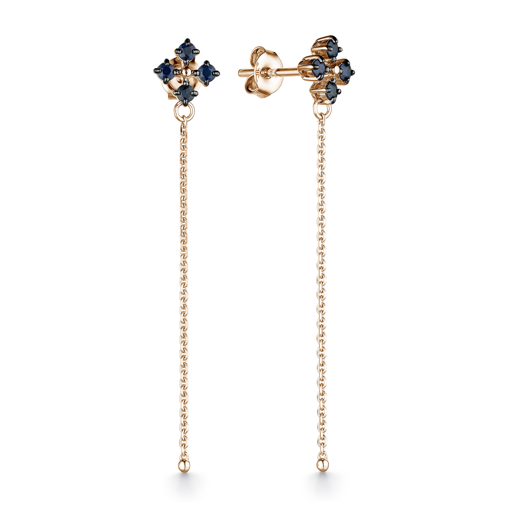 Серьги из красного золота с сапфирами Ювелирное изделие - Серьги из красного золота с сапфирами в магазине Best-Gold 042767