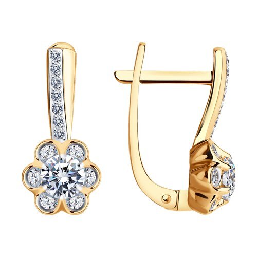 Серьги из красного золота с фианитами Ювелирное изделие - Серьги из красного золота с фианитами в магазине Best-Gold 102509