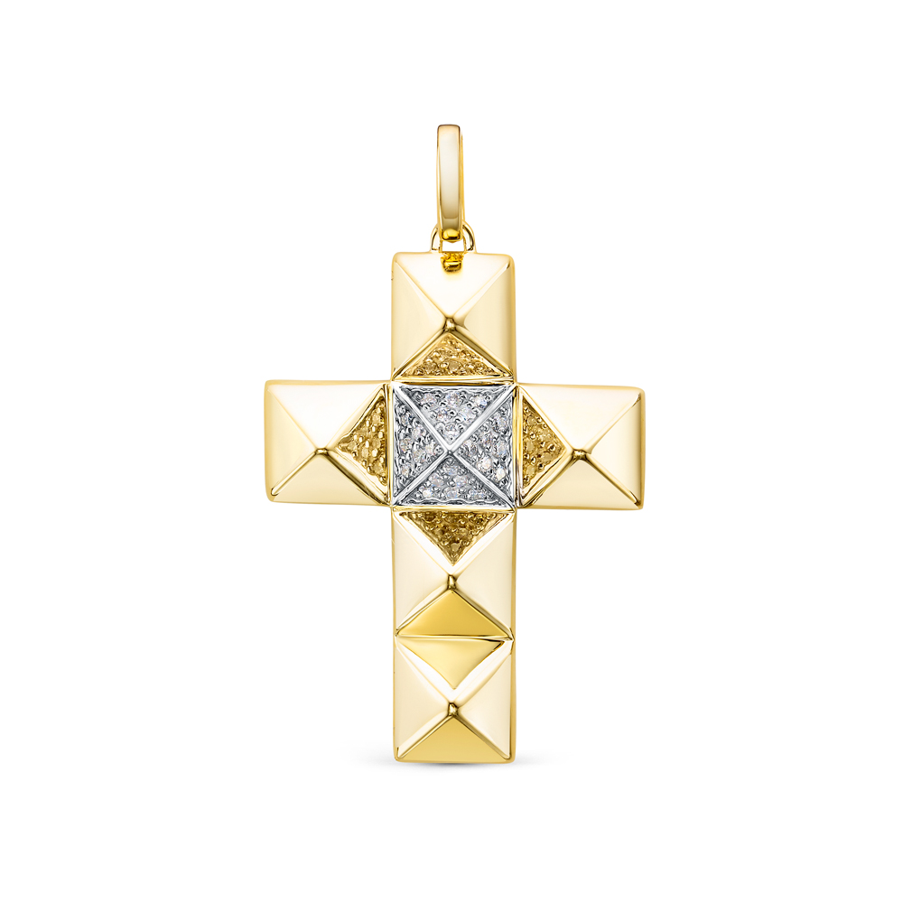 Крест из жёлтого золота с бриллиантами Ювелирное изделие - Крест из жёлтого золота с бриллиантами в магазине Best-Gold 122756