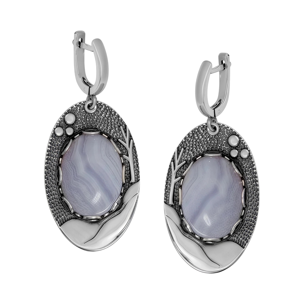 Ювелирное изделие - Серьги из серебра с чароитом в магазине Best-Gold 153123