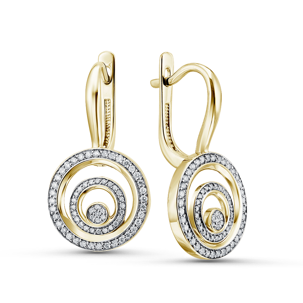 Серьги в желтом золоте с бриллиантами Ювелирное изделие - Серьги в желтом золоте с бриллиантами в магазине Best-Gold 131789