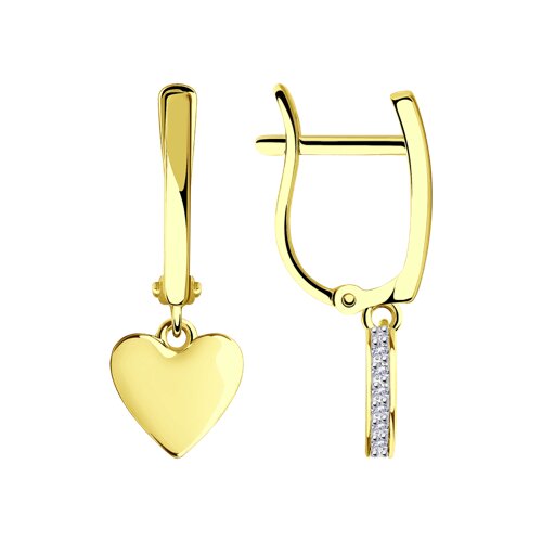 Серьги из жёлтого золота с фианитами Ювелирное изделие - Серьги из жёлтого золота с фианитами в магазине Best-Gold 102327