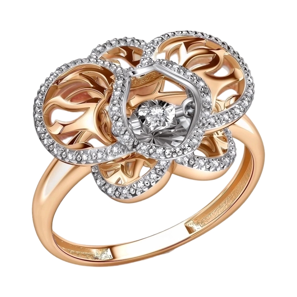 Ювелирное изделие - Кольцо из красного золота с бриллиантами в магазине Best-Gold 157286