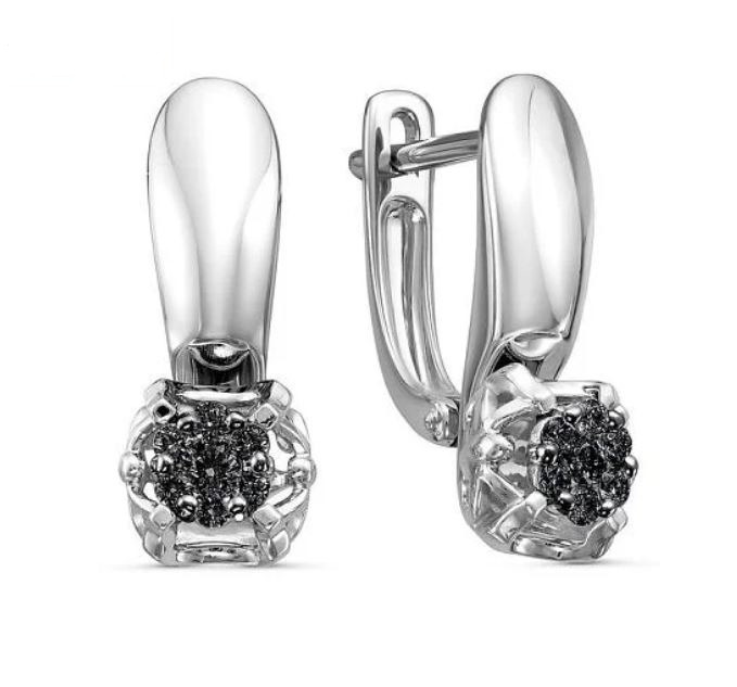 Ювелирное изделие - Серьги из белого золота с бриллиантами в магазине Best-Gold 078076