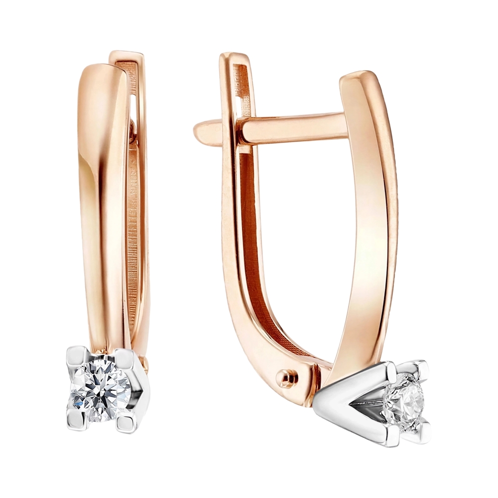 Ювелирное изделие - Серьги из красного золота с бриллиантами в магазине Best-Gold 153980