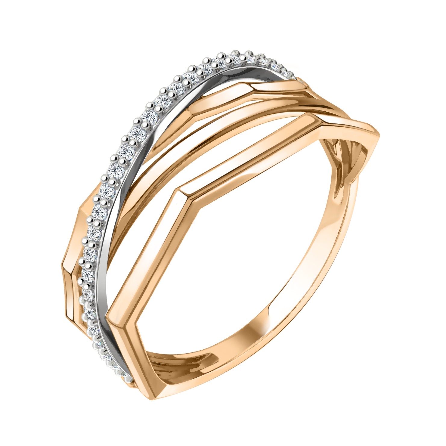 Кольцо из красного золота с фианитами Ювелирное изделие - Кольцо из красного золота с фианитами в магазине Best-Gold 141450