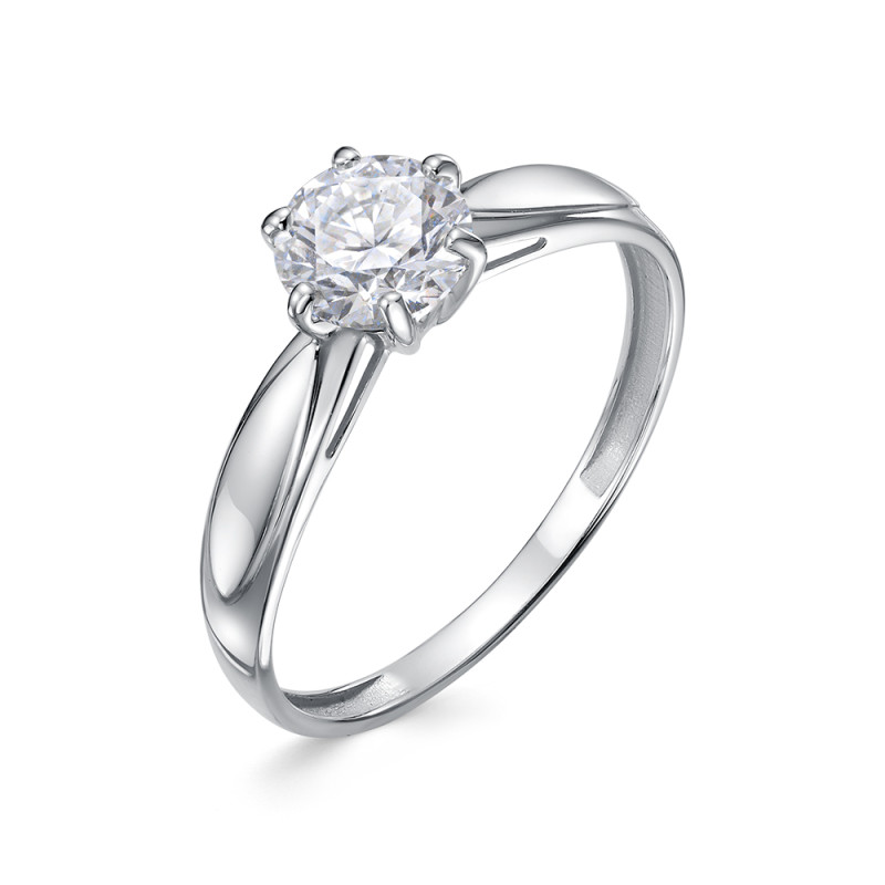 Кольцо помолвочное из белого золота с бриллиантом