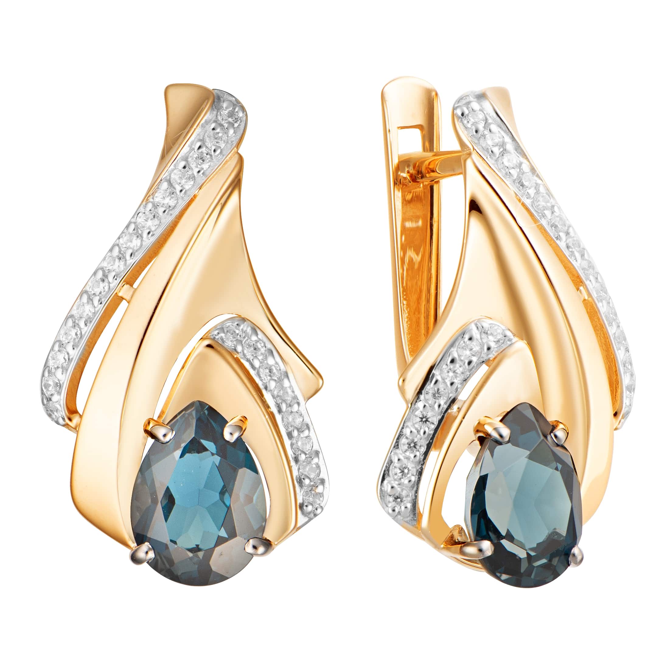 Ювелирное изделие - Серьги из красного золота с турмалином и фианитами в магазине Best-Gold 151692