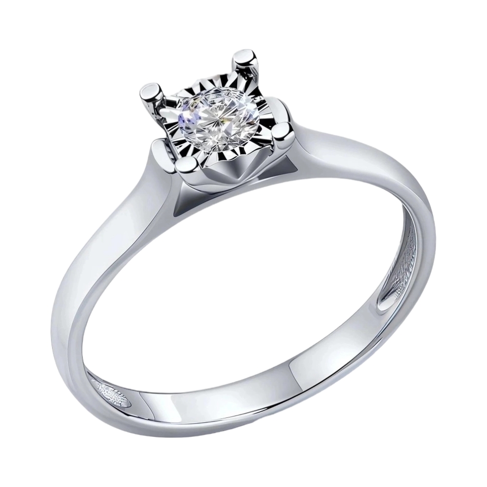 Ювелирное изделие - Кольцо в белом золоте с бриллиантом в магазине Best-Gold 132166