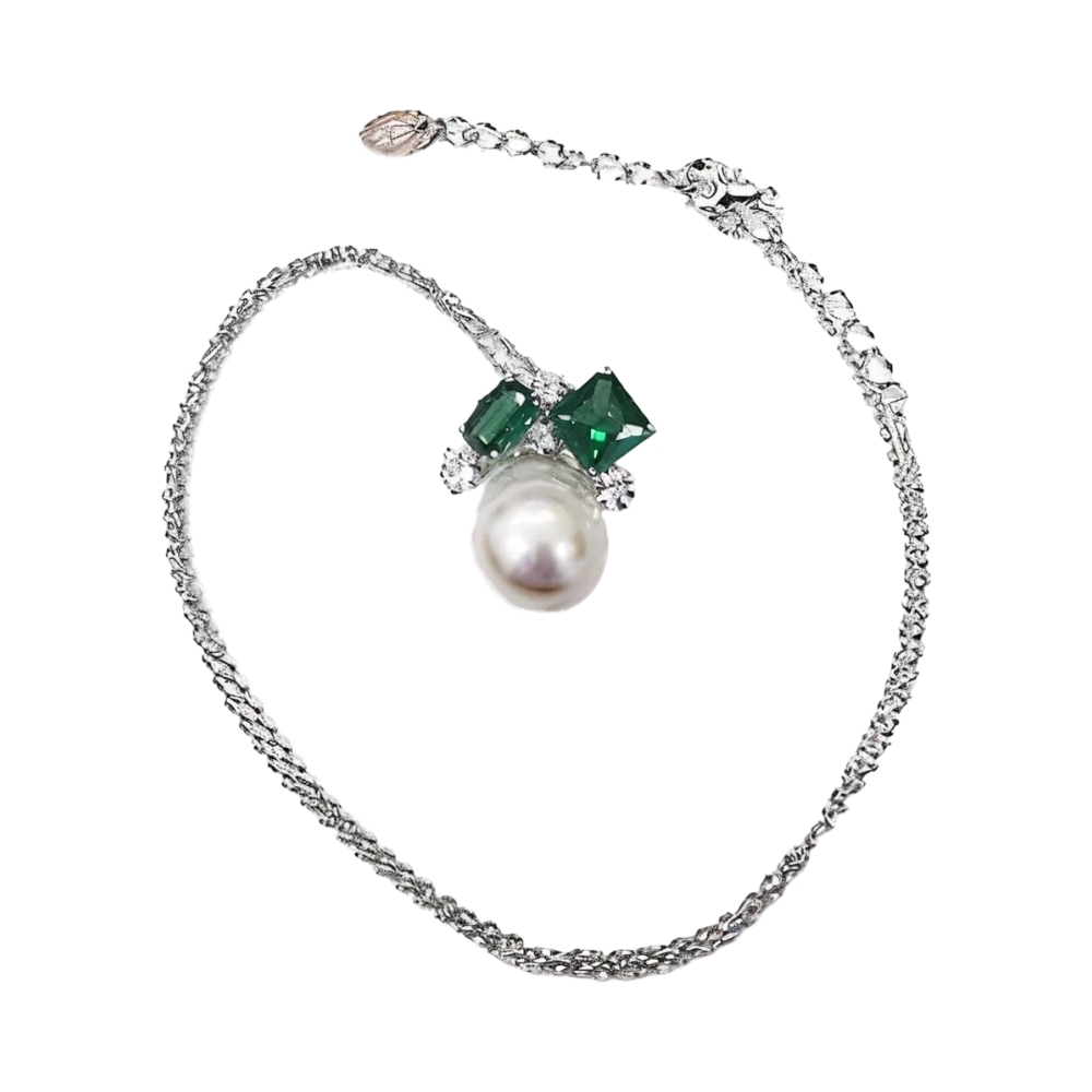 Ювелирное изделие - Колье из серебра с жемчугом и цирконами в магазине Best-Gold 150900