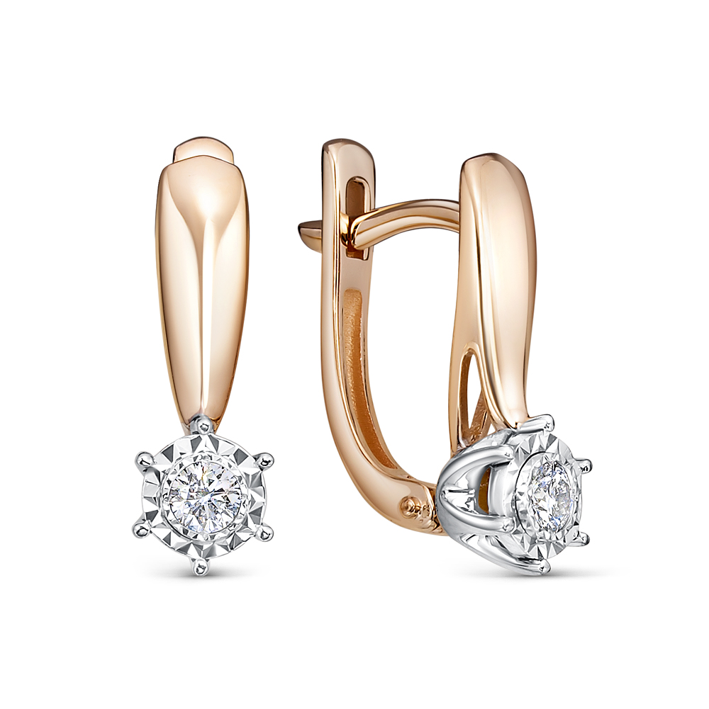 Серьги из красного золота с бриллиантами Ювелирное изделие - Серьги из красного золота с бриллиантами в магазине Best-Gold 153851