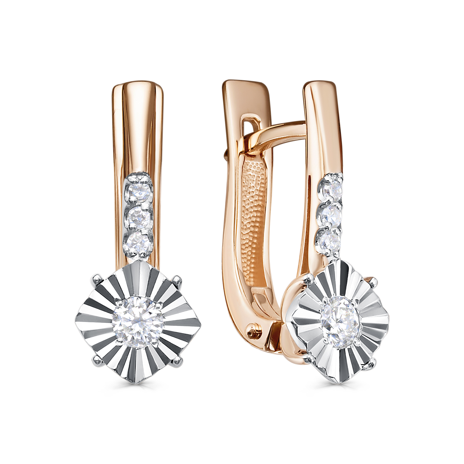 Серьги из красного золота с бриллиантами Ювелирное изделие - Серьги из красного золота с бриллиантами в магазине Best-Gold 150750