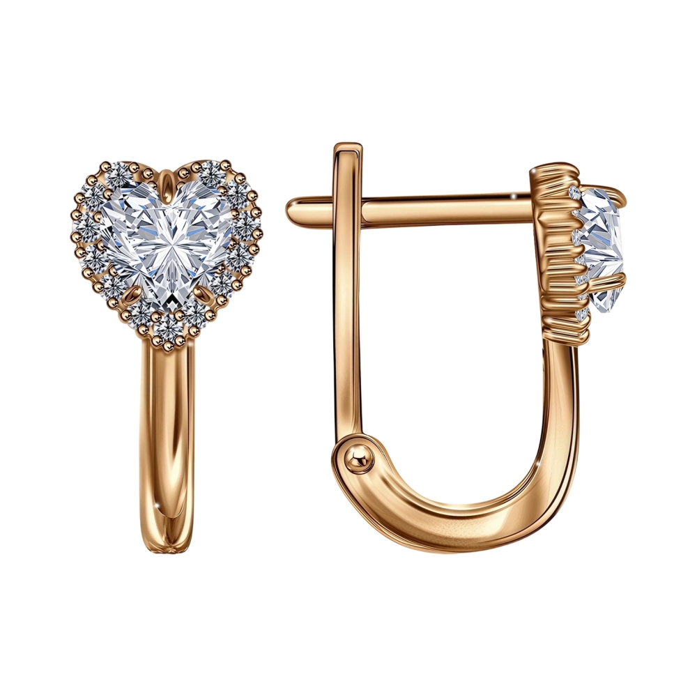 Серьги из красного золота с фианитами Ювелирное изделие - Серьги из красного золота с фианитами в магазине Best-Gold 150620