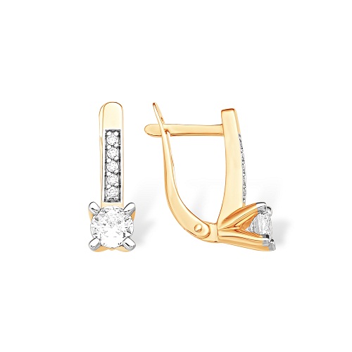 Серьги из красного золота с фианитами Ювелирное изделие - Серьги из красного золота с фианитами в магазине Best-Gold 116287