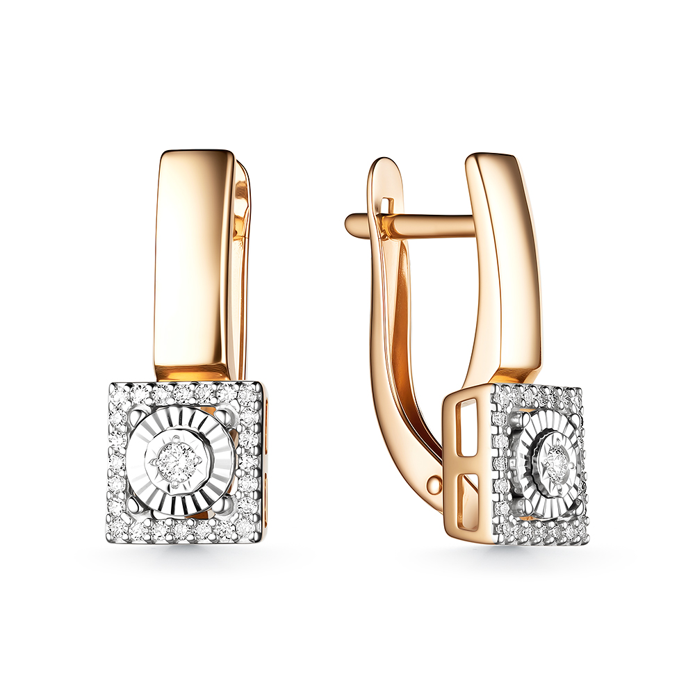 Ювелирное изделие - Серьги из красного золота с бриллиантами в магазине Best-Gold 145636