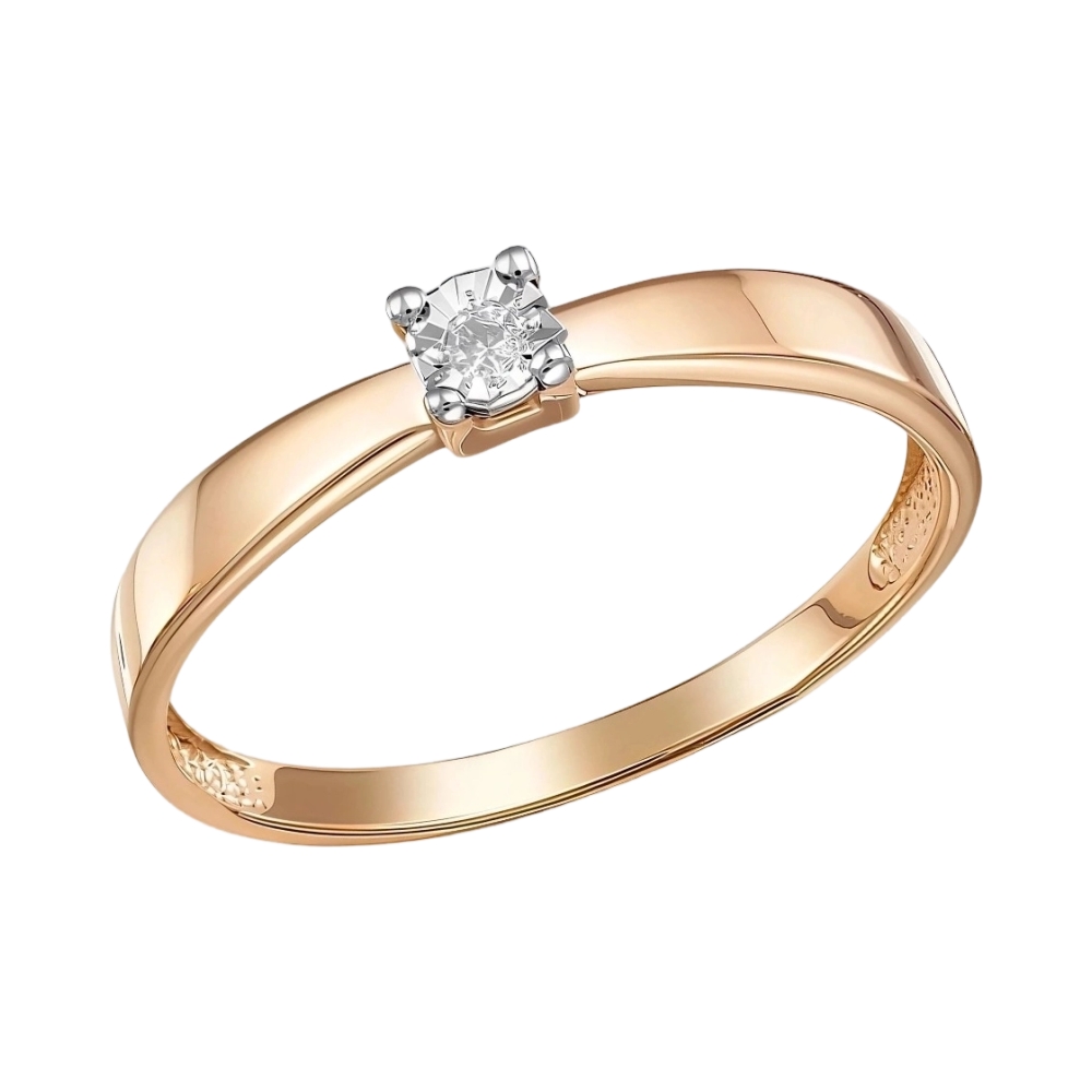 Ювелирное изделие - Кольцо помолвочное из красного золота с фианитом в магазине Best-Gold 097881