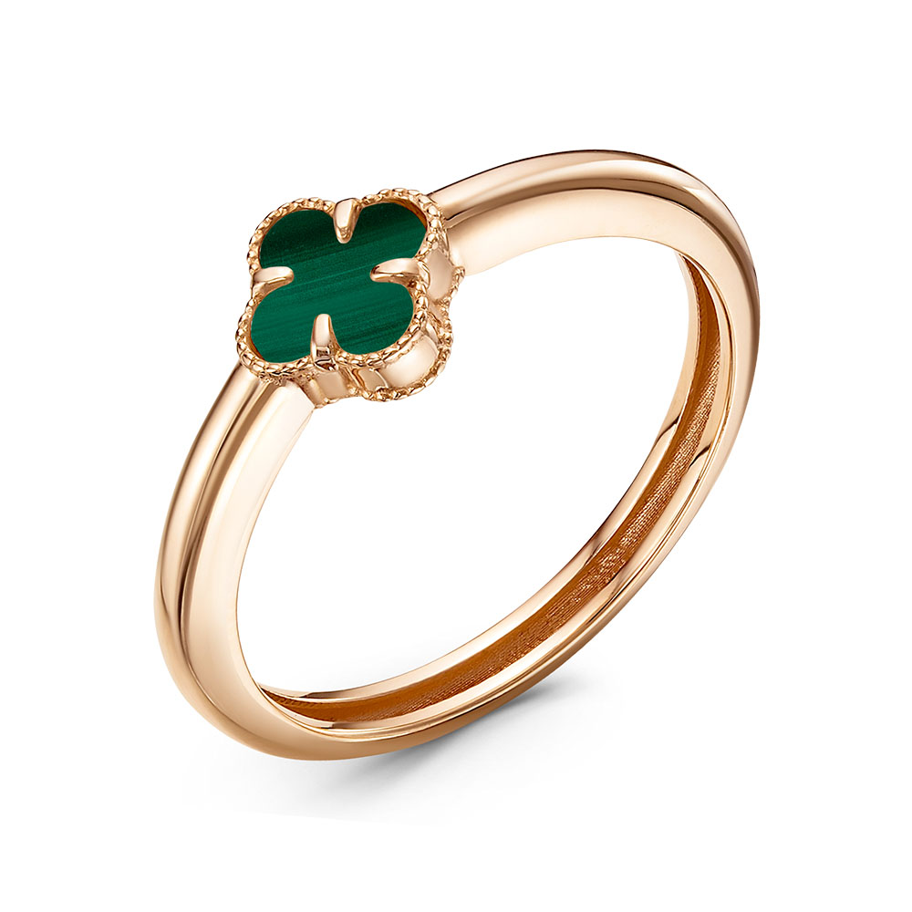 Кольцо из красного золота с малахитом