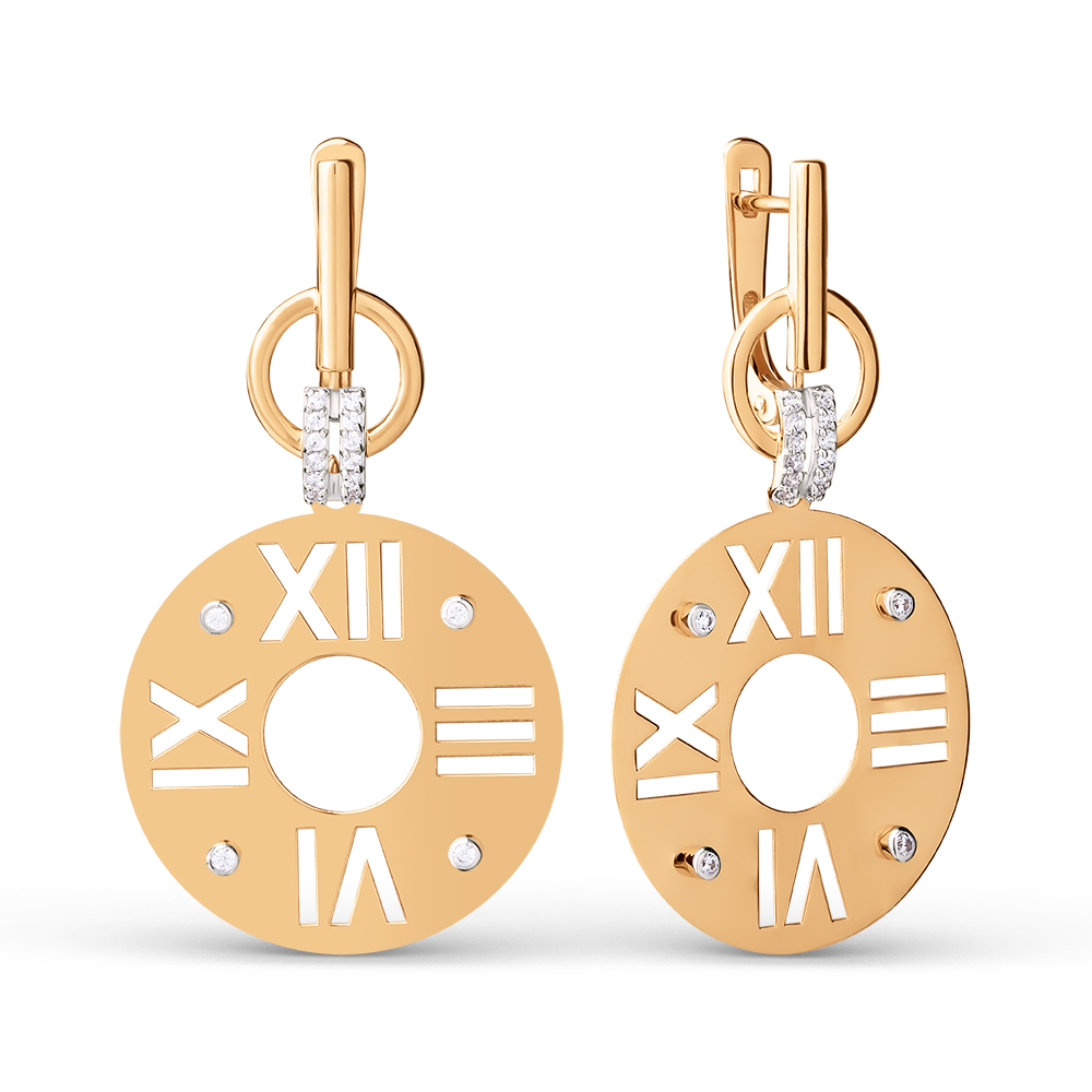 Ювелирное изделие - Серьги из красного золота с фианитами в магазине Best-Gold 151562