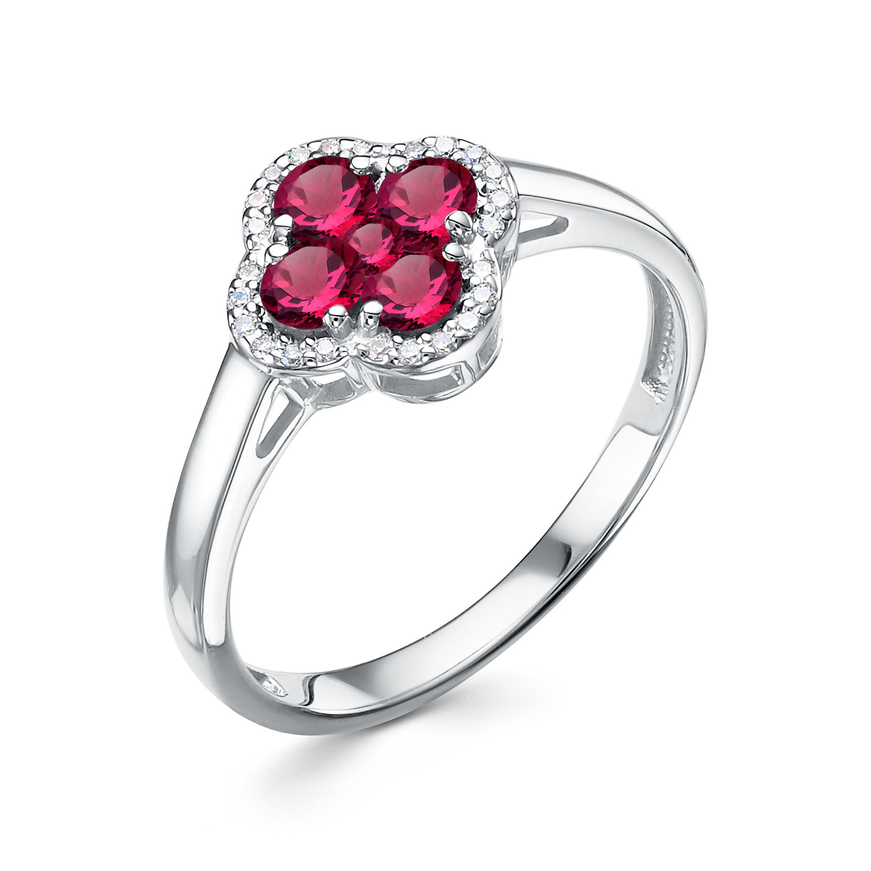 Кольцо из белого золота с рубинами и бриллиантами Ювелирное изделие - Кольцо из белого золота с рубинами и бриллиантами в магазине Best-Gold 131379