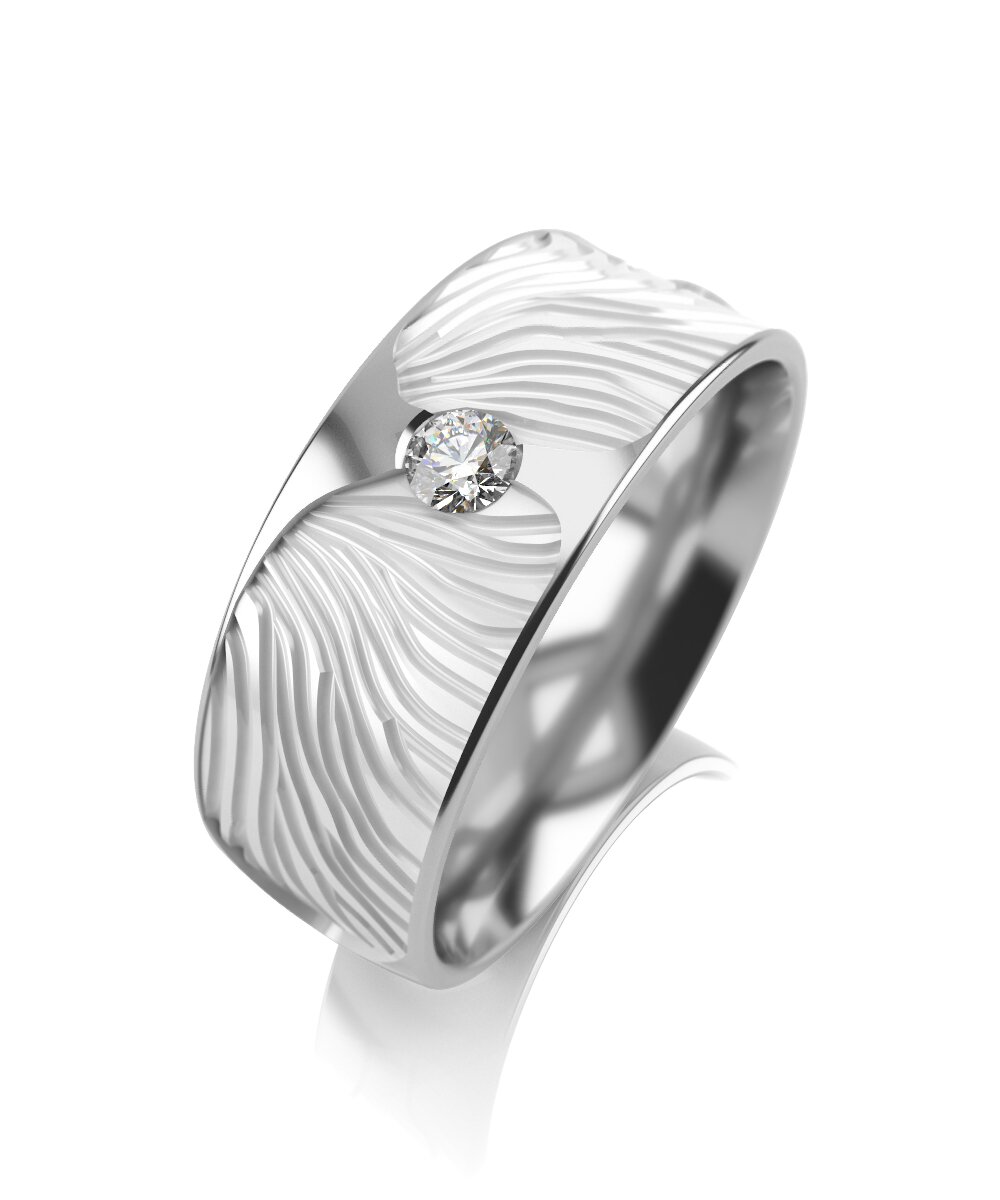 Ювелирное изделие - Обручальное кольцо в серебре с фианитом в магазине Best-Gold 134584