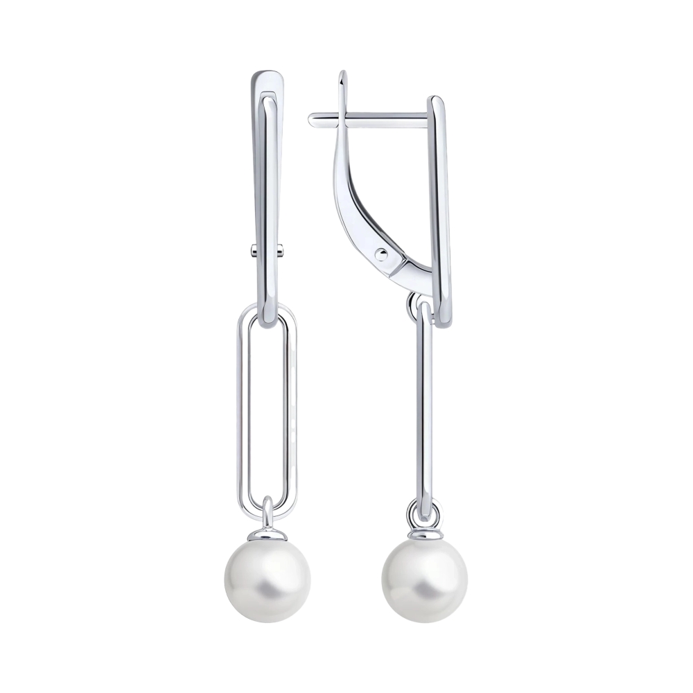 Серьги из серебра с жемчугом Ювелирное изделие - Серьги из серебра с жемчугом в магазине Best-Gold 152510