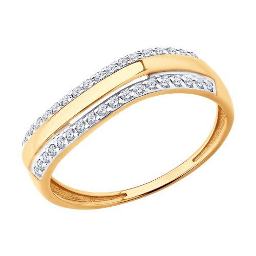 Кольцо из красного золота с фианитами