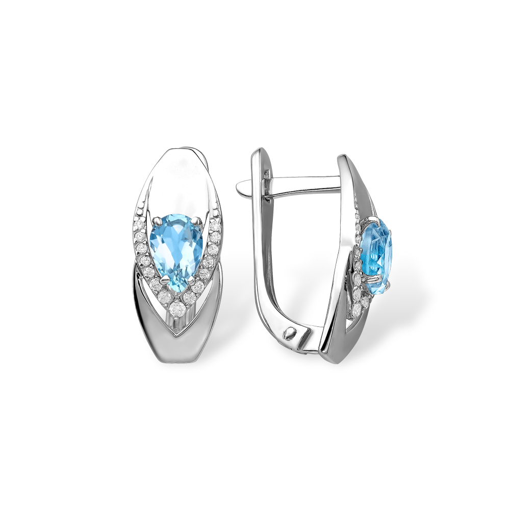 Серьги из серебра с топазом и фианитами Ювелирное изделие - Серьги из серебра с топазом и фианитами в магазине Best-Gold 127913