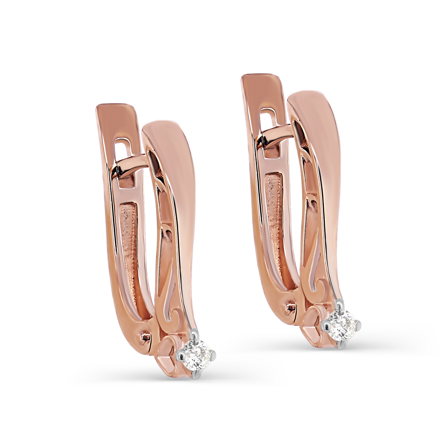 Ювелирное изделие - Серьги из красного золота с бриллиантами в магазине Best-Gold 154944