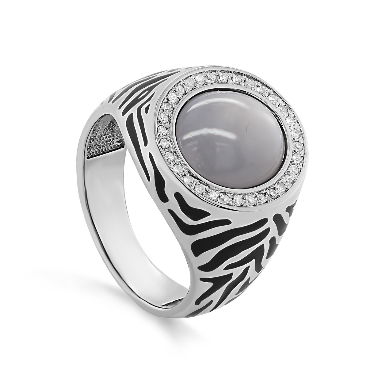 Ювелирное изделие - Кольцо из белого золота с лунным камнем и бриллиантами в магазине Best-Gold 107222