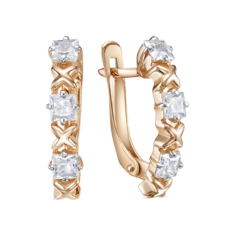 Серьги из красного золота с фианитами Ювелирное изделие - Серьги из красного золота с фианитами в магазине Best-Gold 140495