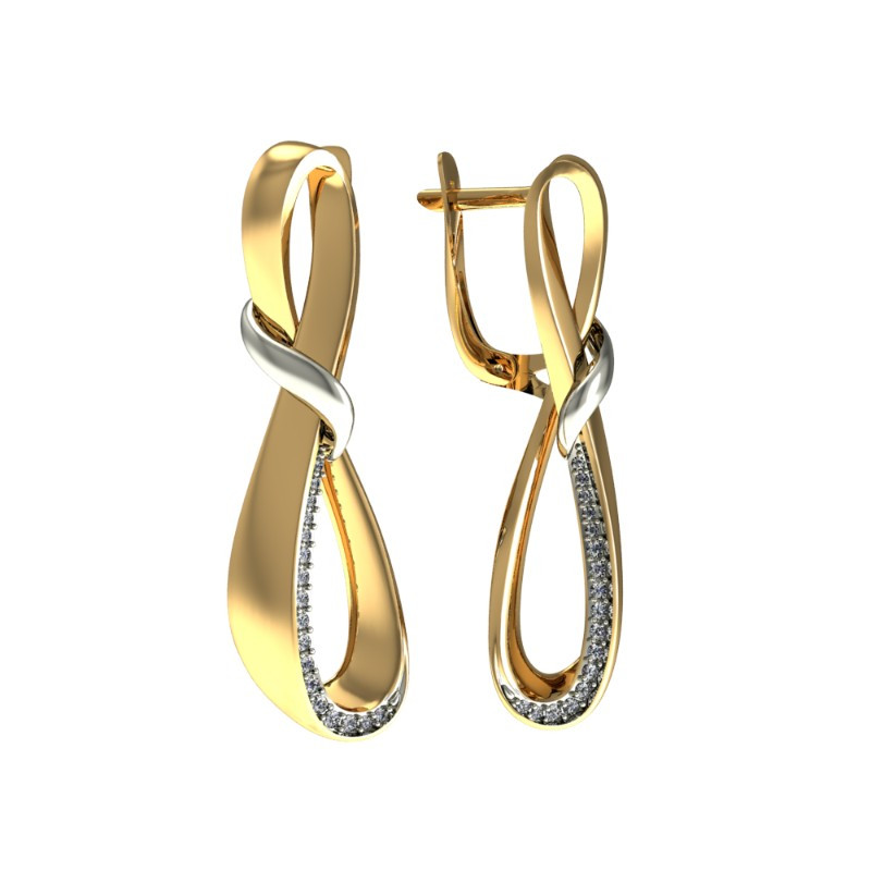 Ювелирное изделие - Серьги из желтого золота с фианитами в магазине Best-Gold 034037