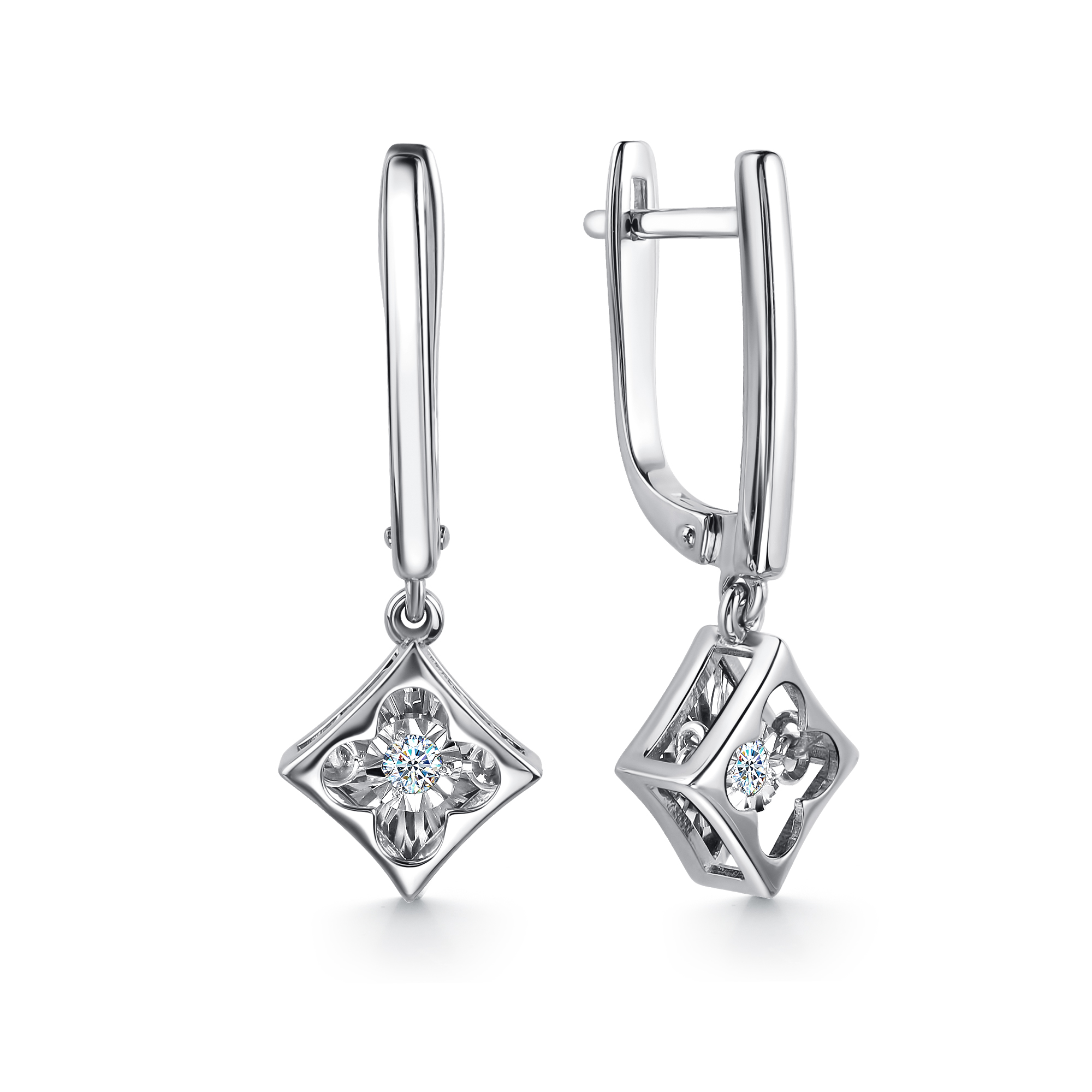 Серьги из белого золота с бриллиантам Ювелирное изделие - Серьги из белого золота с бриллиантам в магазине Best-Gold 140283