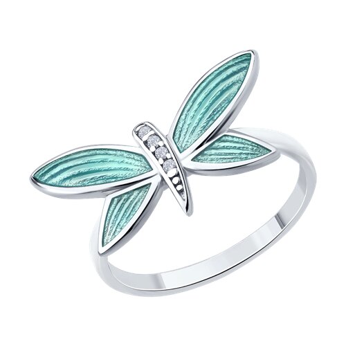 Кольцо из серебра с фианитами и эмалью Ювелирное изделие - Кольцо из серебра с фианитами и эмалью в магазине Best-Gold 152776