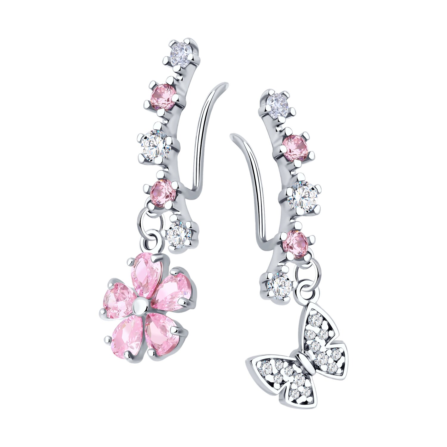 Серьги из серебра с фианитами Ювелирное изделие - Серьги из серебра с фианитами в магазине Best-Gold 141653