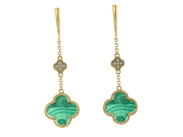 Ювелирное изделие - Серьги из жёлтого золота с керамикой и бриллиантами в магазине Best-Gold 031440