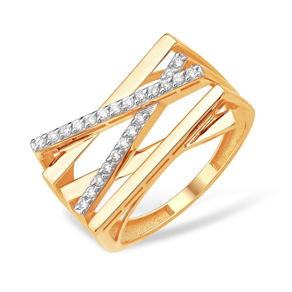 Кольцо из красного золота с фианитами