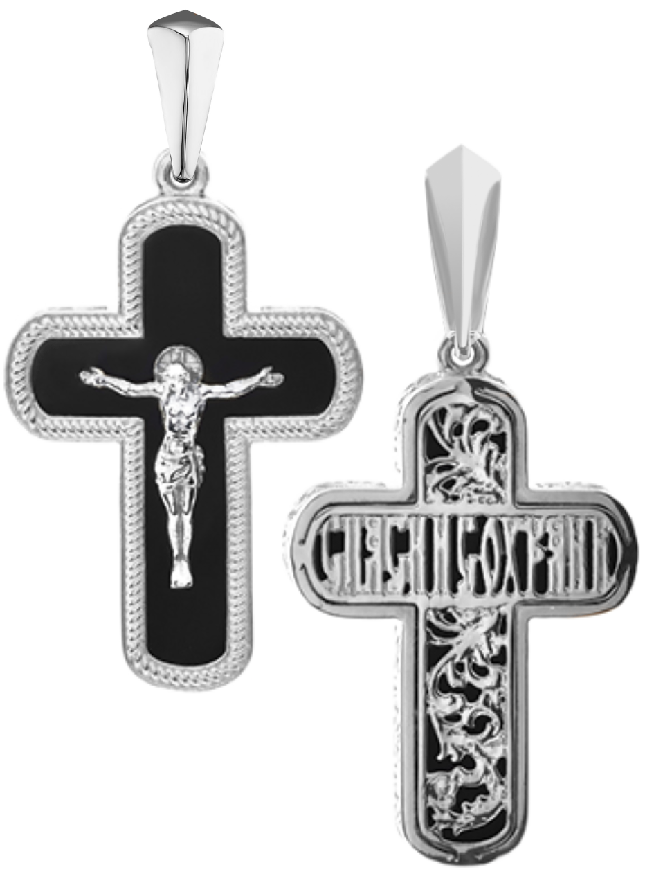 Крест из серебра с агатом Ювелирное изделие - Крест из серебра с агатом в магазине Best-Gold 131028