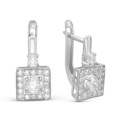 Серьги из белого золота с фианитами Ювелирное изделие - Серьги из белого золота с фианитами в магазине Best-Gold 145055