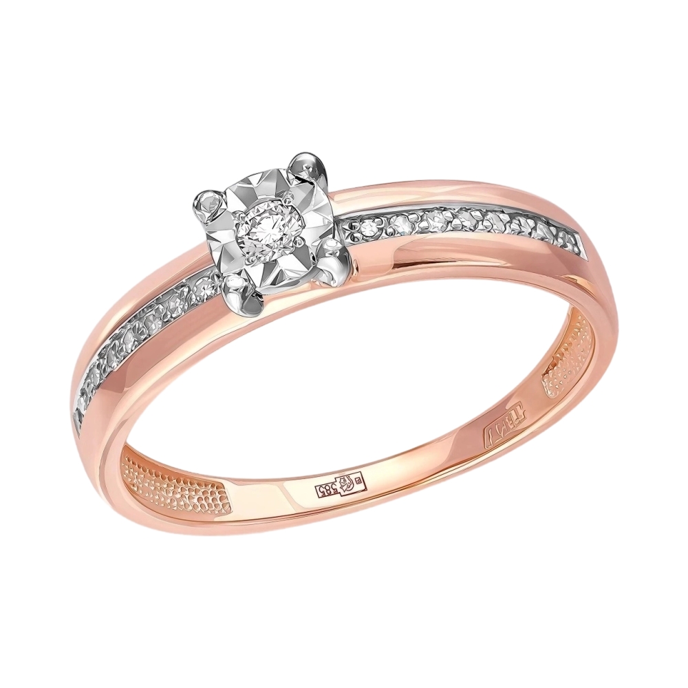 Кольцо из красного золота с бриллиантами Ювелирное изделие - Кольцо из красного золота с бриллиантами в магазине Best-Gold 154899