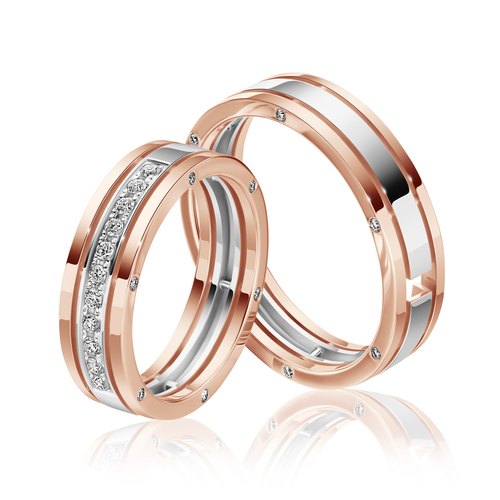 Обручальное кольцо из комбинированного золота с бриллиантами Ювелирное изделие - Обручальное кольцо из комбинированного золота с бриллиантами в магазине Best-Gold 010279