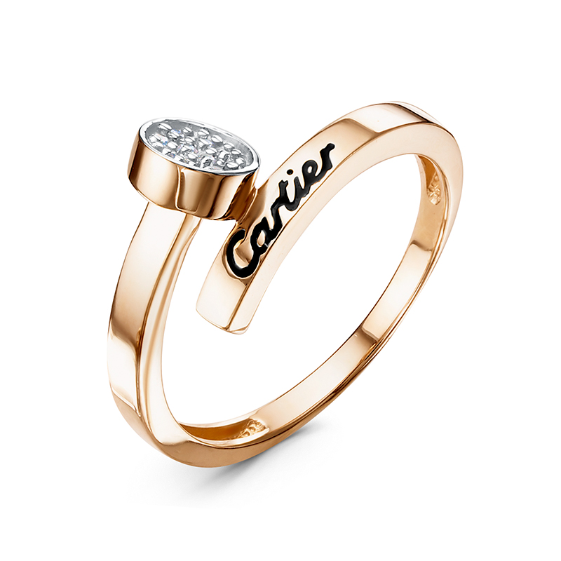 Кольцо из красного золота с фианитами и эмалью Ювелирное изделие - Кольцо из красного золота с фианитами и эмалью в магазине Best-Gold 124895