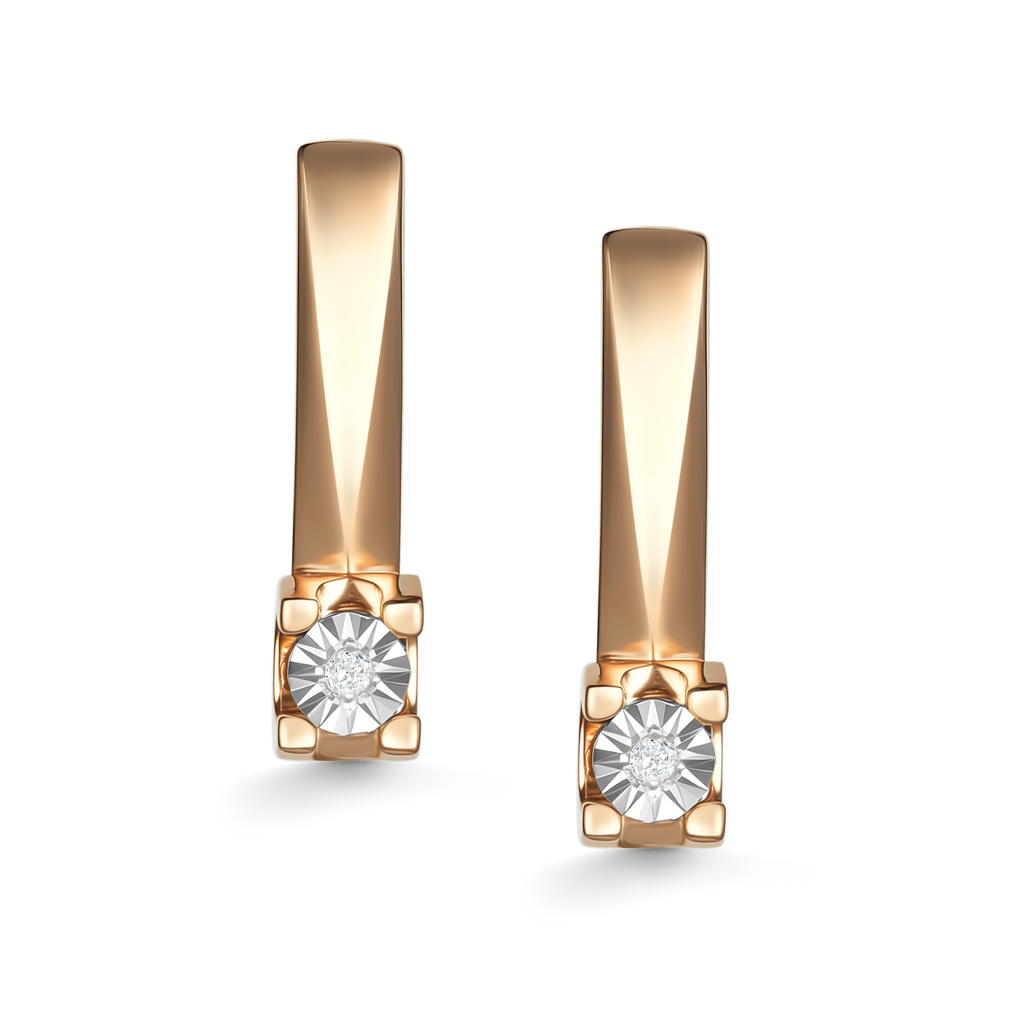 Серьги из красного золота с брилиантами Ювелирное изделие - Серьги из красного золота с брилиантами в магазине Best-Gold 154389