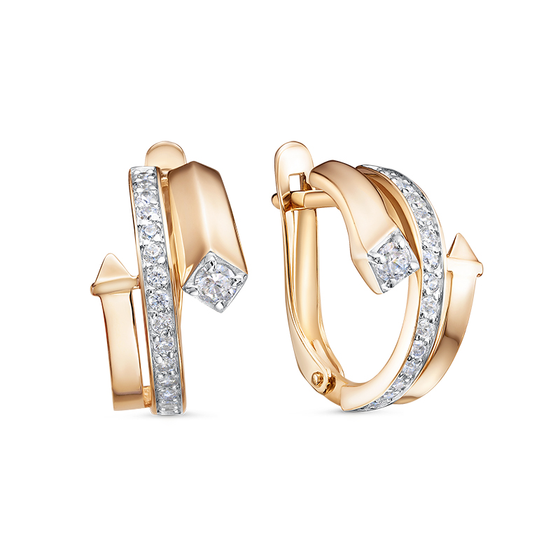 Серьги из красного золота с фианитами Ювелирное изделие - Серьги из красного золота с фианитами в магазине Best-Gold 133081