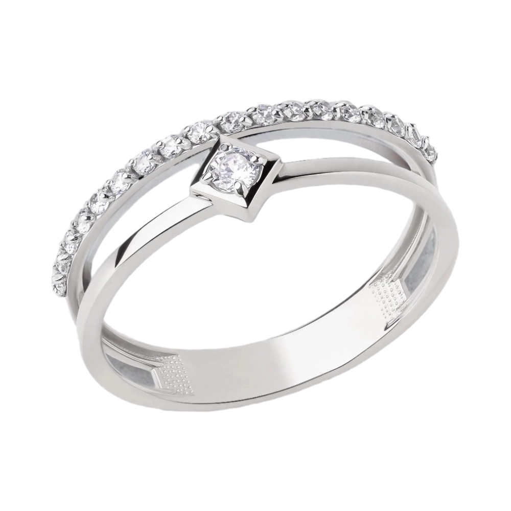 Ювелирное изделие - Кольцо из белого золота с фианитами в магазине Best-Gold 122908