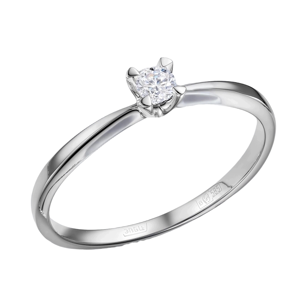 Помолвочное кольцо из белого золота с бриллиантом Ювелирное изделие - Помолвочное кольцо из белого золота с бриллиантом в магазине Best-Gold 145785